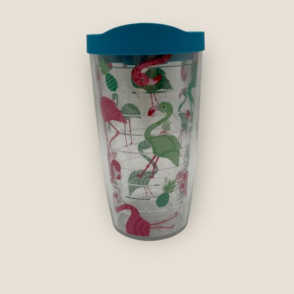 Tervis 16oz Flamingo Pattern Insulated Tumbler With Blue Lid New - Picture 2 of 6
